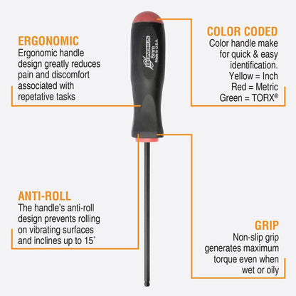 Bondhus Balldriver Metric HEX Ball End Screwdrivers 1.5mm to 10MM (9 Piece)