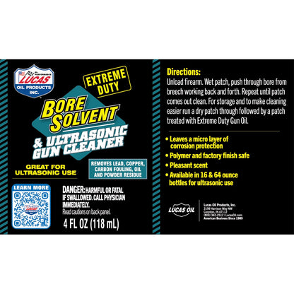 Lucas Oil Extreme Duty Bore Solvent & Ultrasonic Gun Cleaner - 4 Ounce