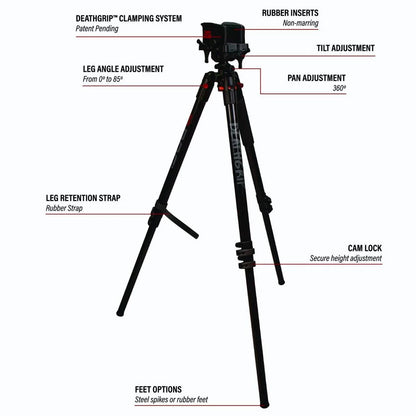 Bog Pod Death Grip Clamping Aluminum Tripod