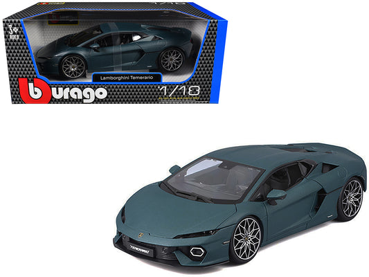 Lamborghini Temerario Matt Blue Metallic 1/18 T&y Diecast Model Car by Bburago