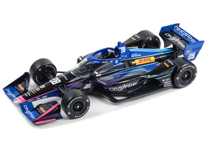 GreenLight Dallara IndyCar #28 Romain Grosjean "DNSFilter" Andretti Autosport (Road Course Configuration) "NTT Series" (2023) 1/18 Diecast Model Car by <h2>Dallara Greenlight</h2> <p>High-quality perf