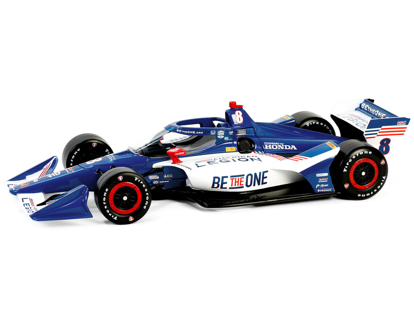 GreenLight Dallara IndyCar #8 Linus Lundqvist "The American Legion" Chip Ganassi Racing (Road Course Configuration) "NTT Series" (2024) 1/18 Diecast Model Car by <h2>Dallara Greenlight</h2> <p>High-qu