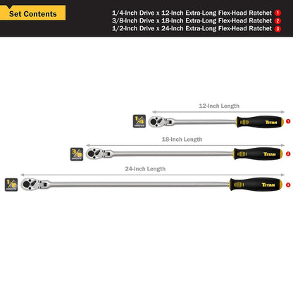 Titan Extra Long Ratchet Set (3-Piece Set)