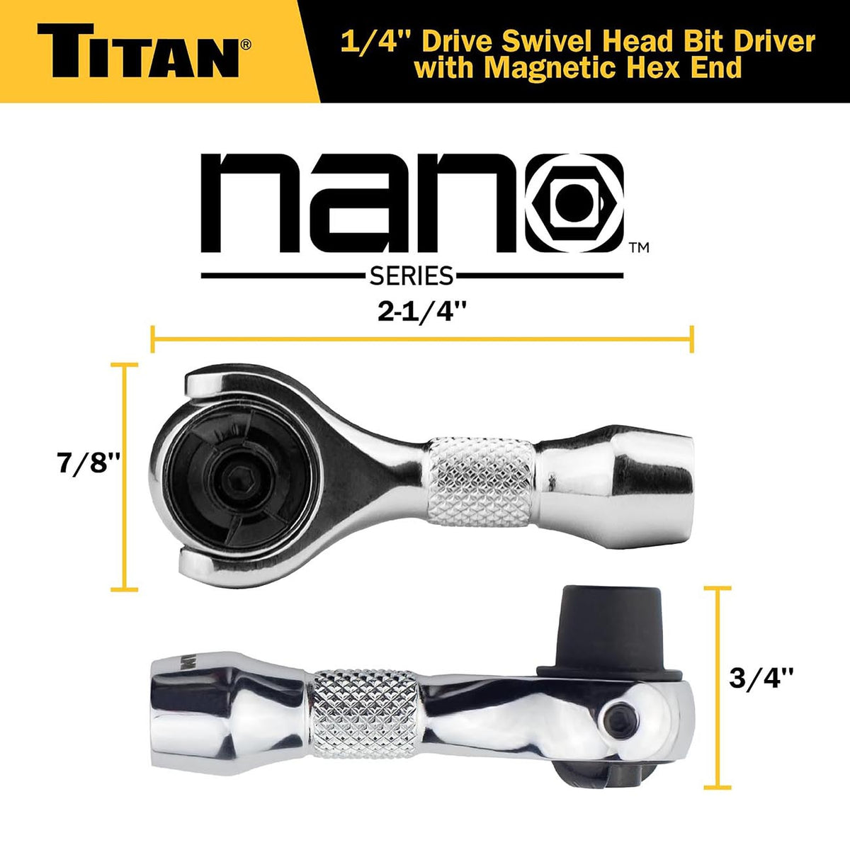 Titan 1/4" Drive Nano Bit Driver Hex Handle
