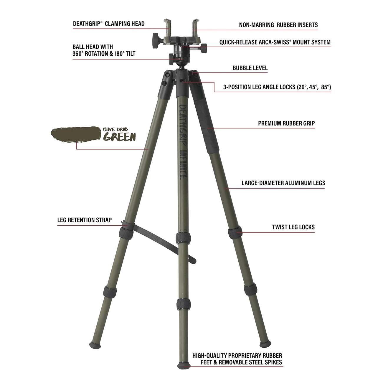 Bog DeathGrip Infinite Tripod - Aluminum (OD Green)