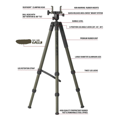 Bog DeathGrip Infinite Tripod - Aluminum (OD Green)