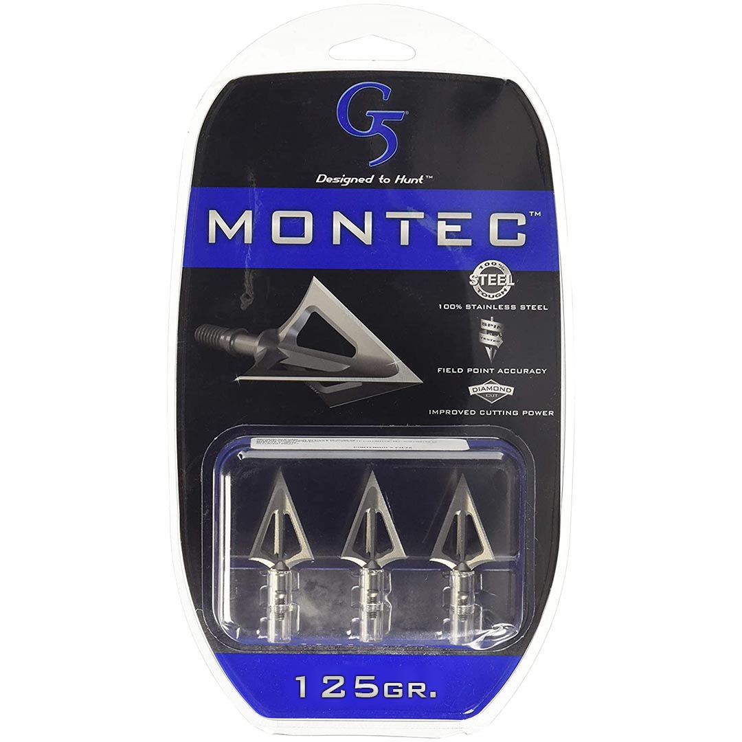 G5 Outdoors Montec Pre-Season Steel Fixed Broadhead - 125 Grain (3-Pack)