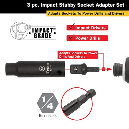 Titan Impact Stubby Socket Adapter Set (3 Piece)