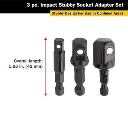 Titan Impact Stubby Socket Adapter Set (3 Piece)