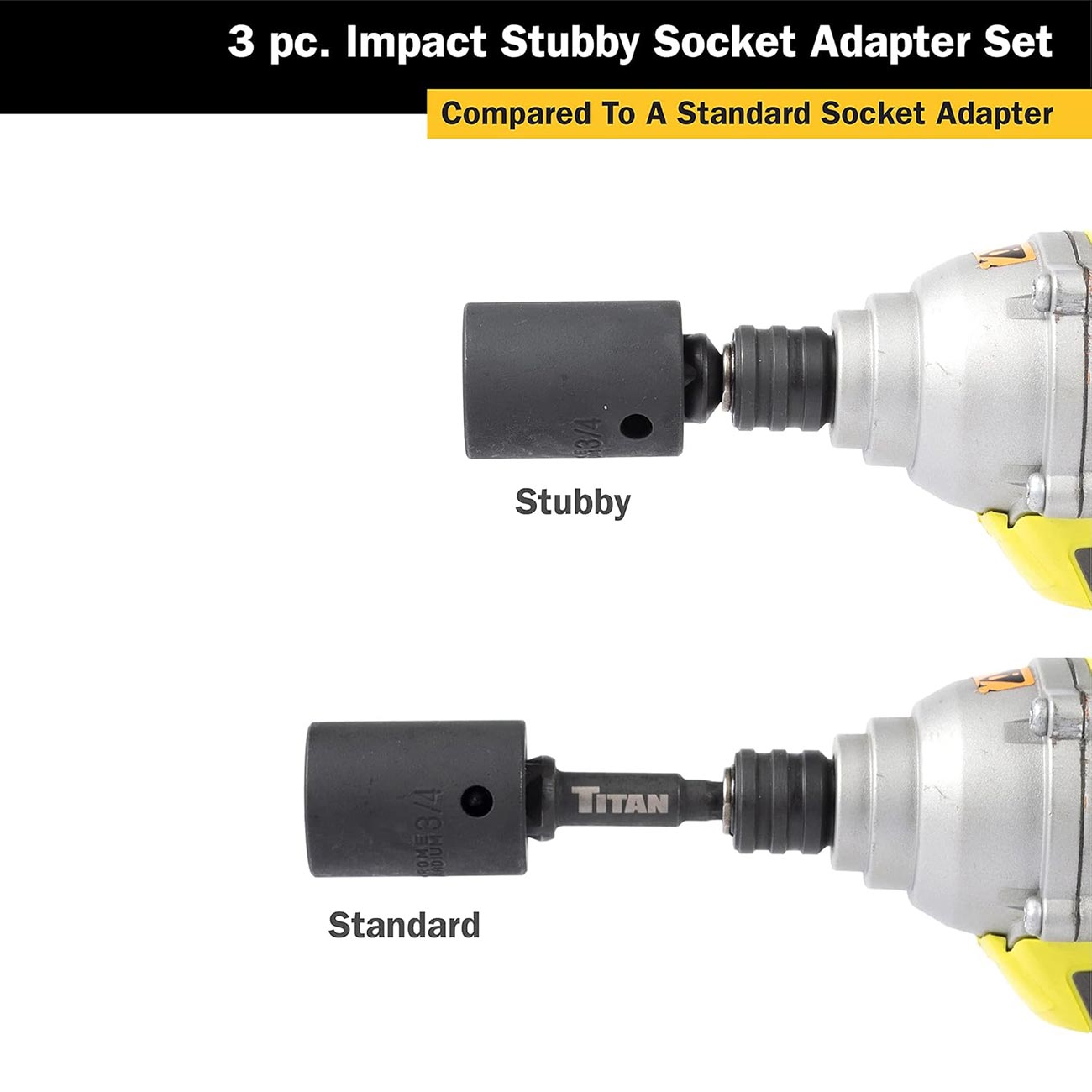 Titan Impact Stubby Socket Adapter Set (3 Piece)