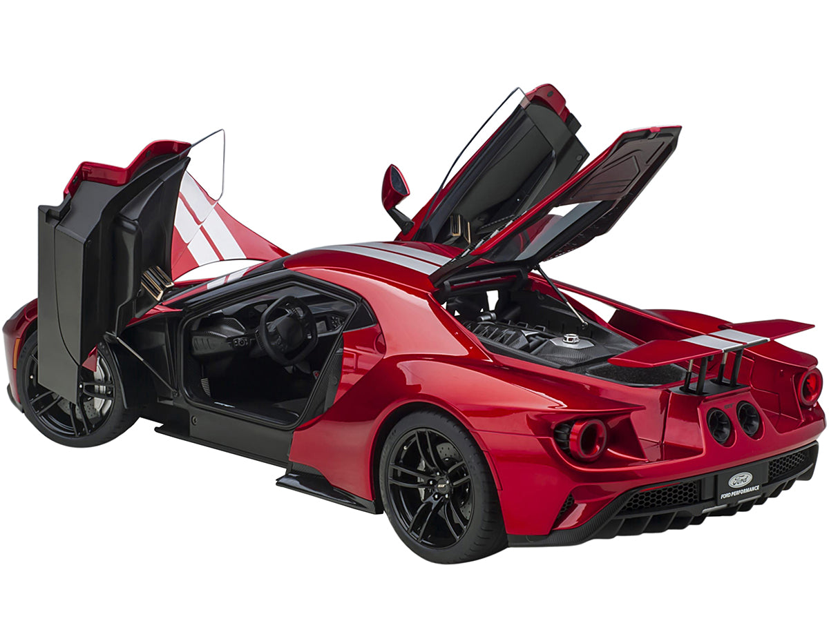 2017 Ford GT Liquid Red Metallic with Silver Stripes 1/12 Model Car by Autoart <h2>2017 Autoart</h2> <p>High-quality diecast perfect for collectors and enthusiasts. Features detailed interior exterior