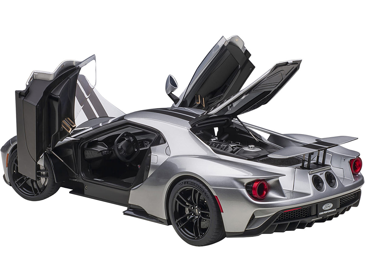 2017 Ford GT Ingot Silver Metallic with Black Stripes 1/12 Model Car by Autoart <h2>2017 Autoart</h2> <p>High-quality diecast perfect for collectors and enthusiasts. Features detailed interior exterio