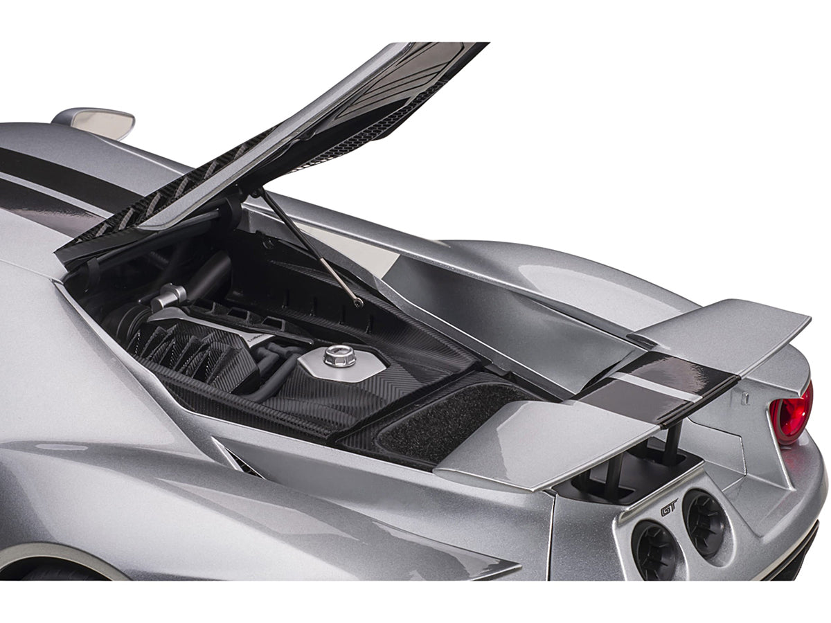 2017 Ford GT Ingot Silver Metallic with Black Stripes 1/12 Model Car by Autoart <h2>2017 Autoart</h2> <p>High-quality diecast perfect for collectors and enthusiasts. Features detailed interior exterio