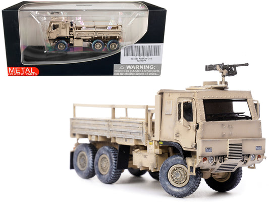 M1083 MTV (Medium Tactical Vehicle) Armored Cab Cargo Truck with Turret Desert Camouflage "US Army" "Armor Premium" Series 1/72 T&y Diecast Model by Panzerkampf