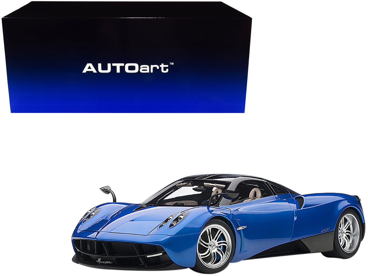 Pagani Huayra Metallic Blue with Black Top and Silver Wheels 1/12 Model Car by Autoart <h2>Pagani Autoart</h2> <p>High-quality diecast perfect for collectors enthusiasts. Features detailed interior ex