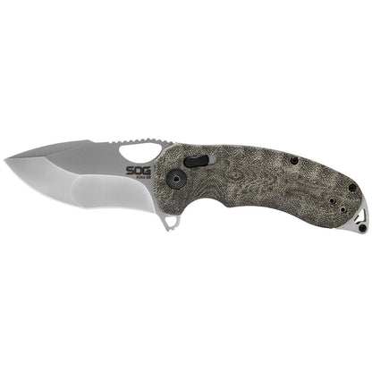 SOG Kiku XR 3.03" Folding Pocket Knife (Natural Linen Micarta)
