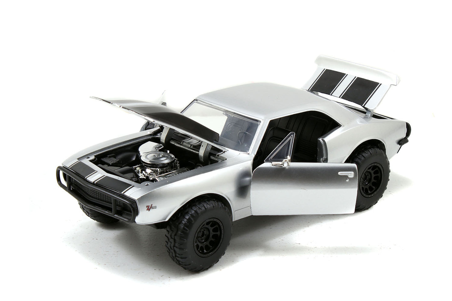 Roman's Chevrolet Camaro Z/28 Silver "Fast & Furious 7" Movie 1/24 Diecast Model Car by Jada <h2>Roman's Jada</h2> <p>High-quality perfect for collectors and enthusiasts. Features detailed interior ex