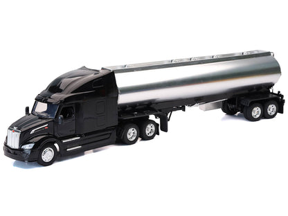 Peterbilt 579 Truck Black Tanker Trailer Silver 1/32 Diecast Model - New Ray