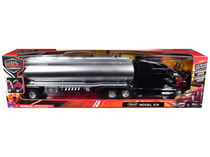 Peterbilt 579 Truck Black Tanker Trailer Silver 1/32 Diecast Model - New Ray