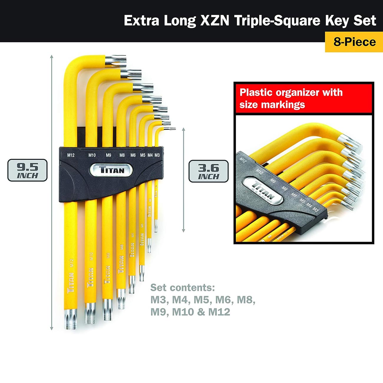 Titan Extra-Long Triple-Square Key Set (8 Piece Set)