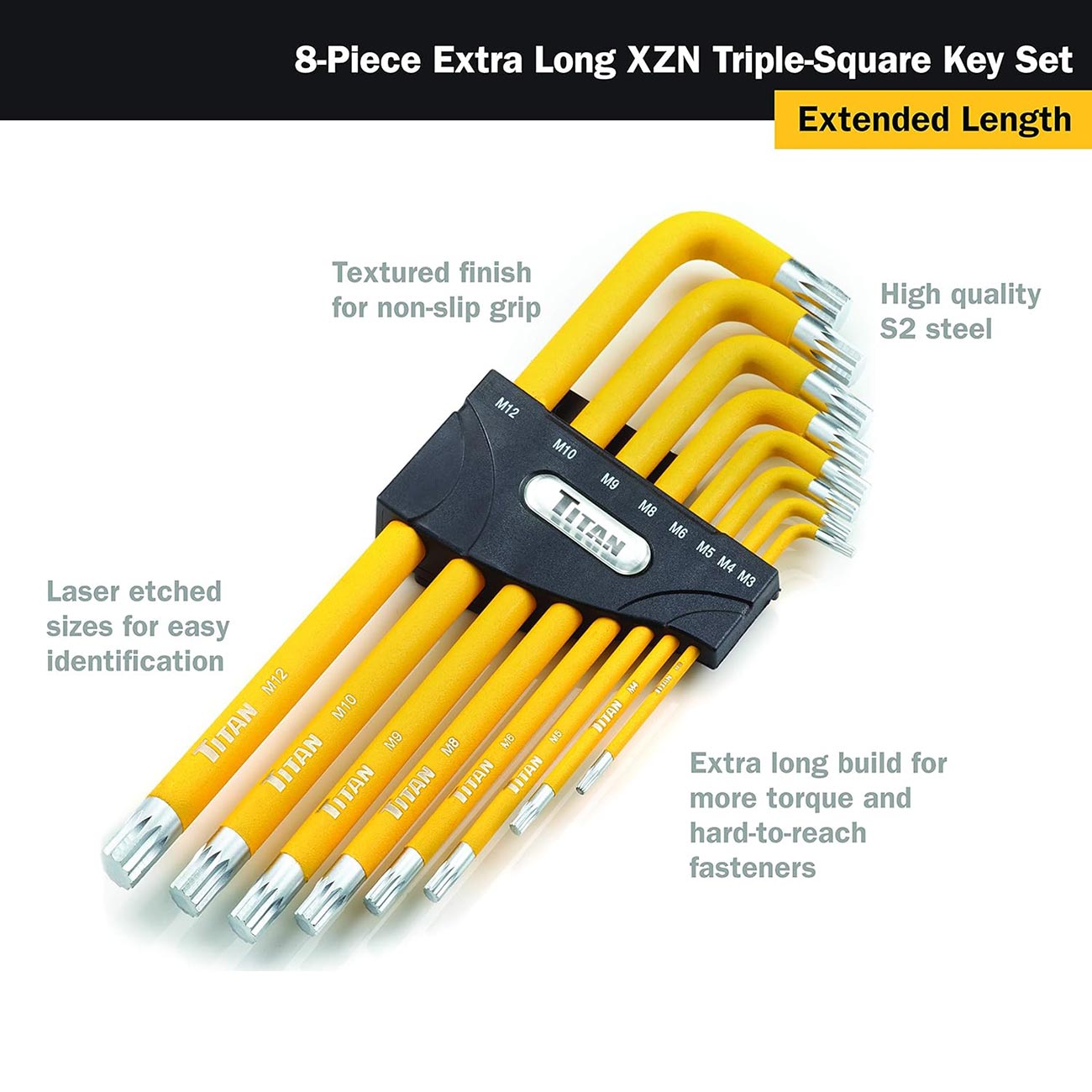Titan Extra-Long Triple-Square Key Set (8 Piece Set)