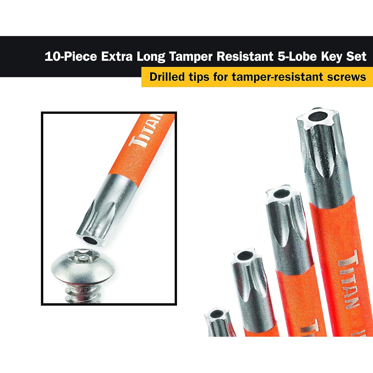 Titan Tamper Resistant (Security Pentalope) 5-Lobe Key Set (10 Piece Set)
