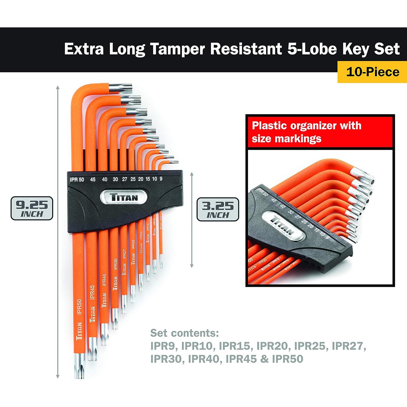Titan Tamper Resistant (Security Pentalope) 5-Lobe Key Set (10 Piece Set)