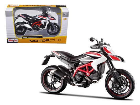2013 Ducati Hypermotard SP White Black Red 1/12 Diecast Model Car - Maisto