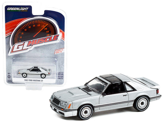 1982 Ford Mustang GT 5.0 Silver Metallic 1/64 Diecast Model Car - Greenlight