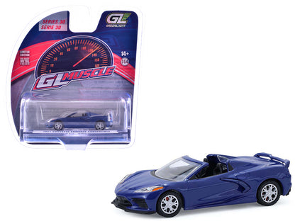 GreenLight 2021 Chevrolet Corvette Stingray Convertible Elkhart Lake Blue "GreenLight Muscle" Series 30 1/64 Diecast Model Car by <h2>2021 Greenlight</h2> <p>High-quality perfect for collectors and en