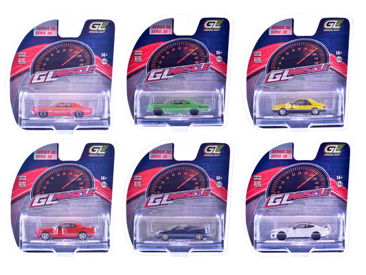 "GreenLight Muscle" Series 30 Set of 6 pieces 1/64 T&y Diecast Model Cars by Greenlight