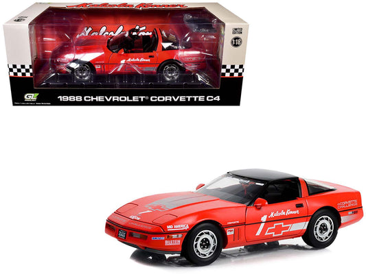 1988 Chevrolet Corvette C4 #1 Malcolm Konner "Corvette Challenge Race Car" Red with Black Top 1/18 T&y Diecast Model Car by Greenlight