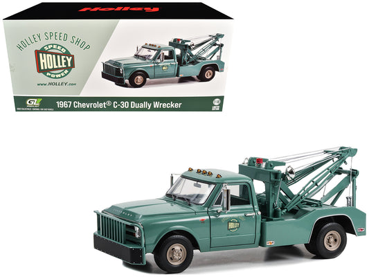 1967 Chevrolet C-30 Dually Wrecker Tow Truck "Holley Speed Shop" Green 1/18 T&y Diecast Model Car by Greenlight