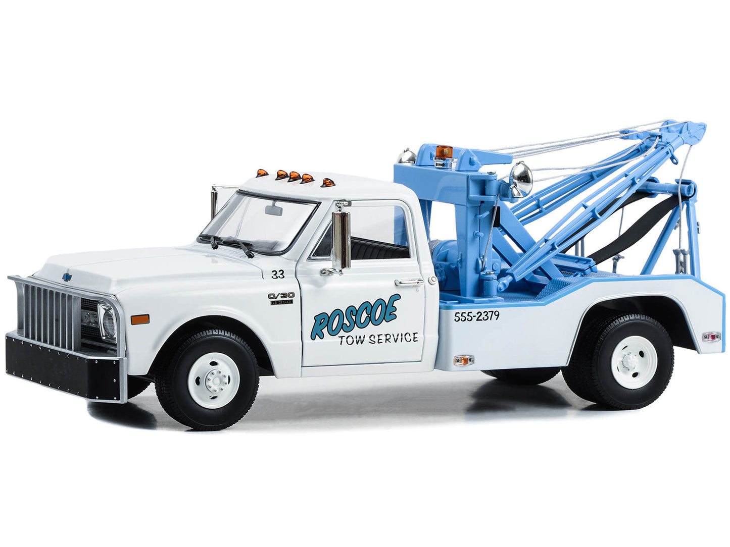 GreenLight 1969 Chevrolet C-30 Dually Wrecker Tow Truck "Roscoe Service" White "Starsky and Hutch" (1975-1979) TV Series 1/18 Diecast Model Car by <h2>1969 Greenlight</h2> <p>High-quality perfect for