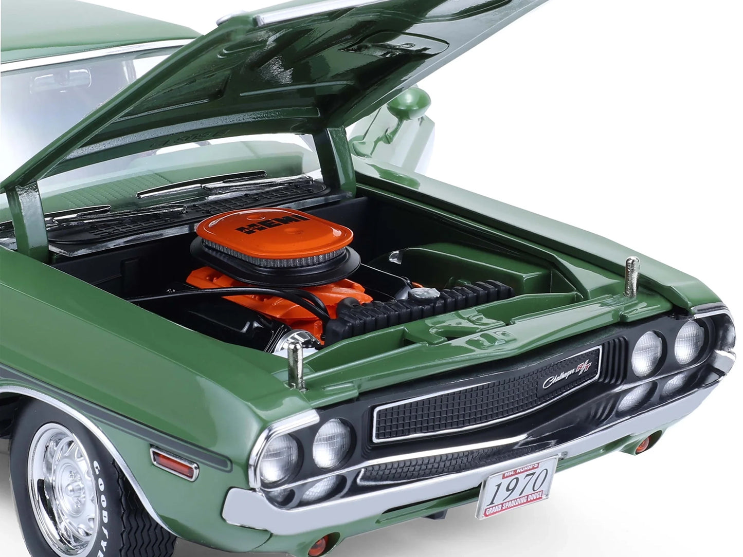 GreenLight 1970 Dodge Challenger R/T Hemi F8 Green with Black Stripes and Interior "Mr. Norm's Challenger" 1/18 Diecast Model Car by <h2>1970 Greenlight</h2> <p>High-quality perfect for collectors ent