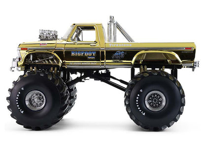 GreenLight 1979 Ford F-250 Monster Truck "Bigfoot #1 50th Anniversary" Gold Chrome with Bob Chandler Standing Figure "Kings of Crunch" Series 1/18 Diecast Model Car by <h2>1979 Greenlight</h2> <p>High
