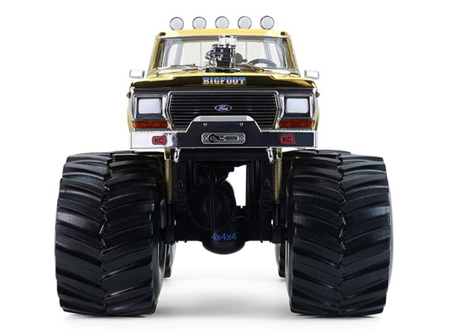 GreenLight 1979 Ford F-250 Monster Truck "Bigfoot #1 50th Anniversary" Gold Chrome with Bob Chandler Standing Figure "Kings of Crunch" Series 1/18 Diecast Model Car by <h2>1979 Greenlight</h2> <p>High