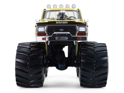 GreenLight 1979 Ford F-250 Monster Truck "Bigfoot #1 50th Anniversary" Gold Chrome with Bob Chandler Standing Figure "Kings of Crunch" Series 1/18 Diecast Model Car by <h2>1979 Greenlight</h2> <p>High