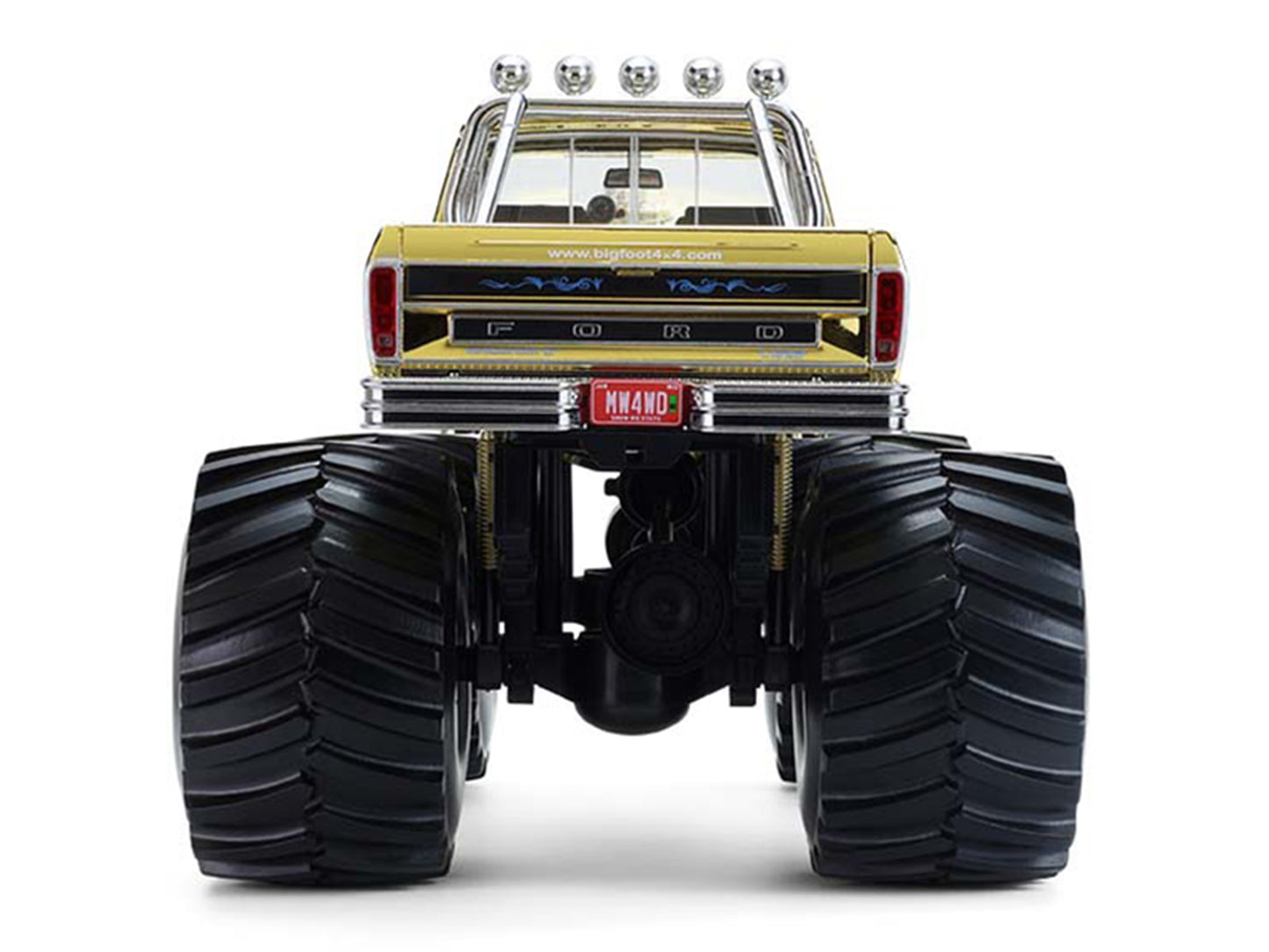 GreenLight 1979 Ford F-250 Monster Truck "Bigfoot #1 50th Anniversary" Gold Chrome with Bob Chandler Standing Figure "Kings of Crunch" Series 1/18 Diecast Model Car by <h2>1979 Greenlight</h2> <p>High