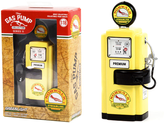 1948 Wayne 100-A Gas Pump Yellow Black 11 1/18 Diecast Model Car - Greenlight