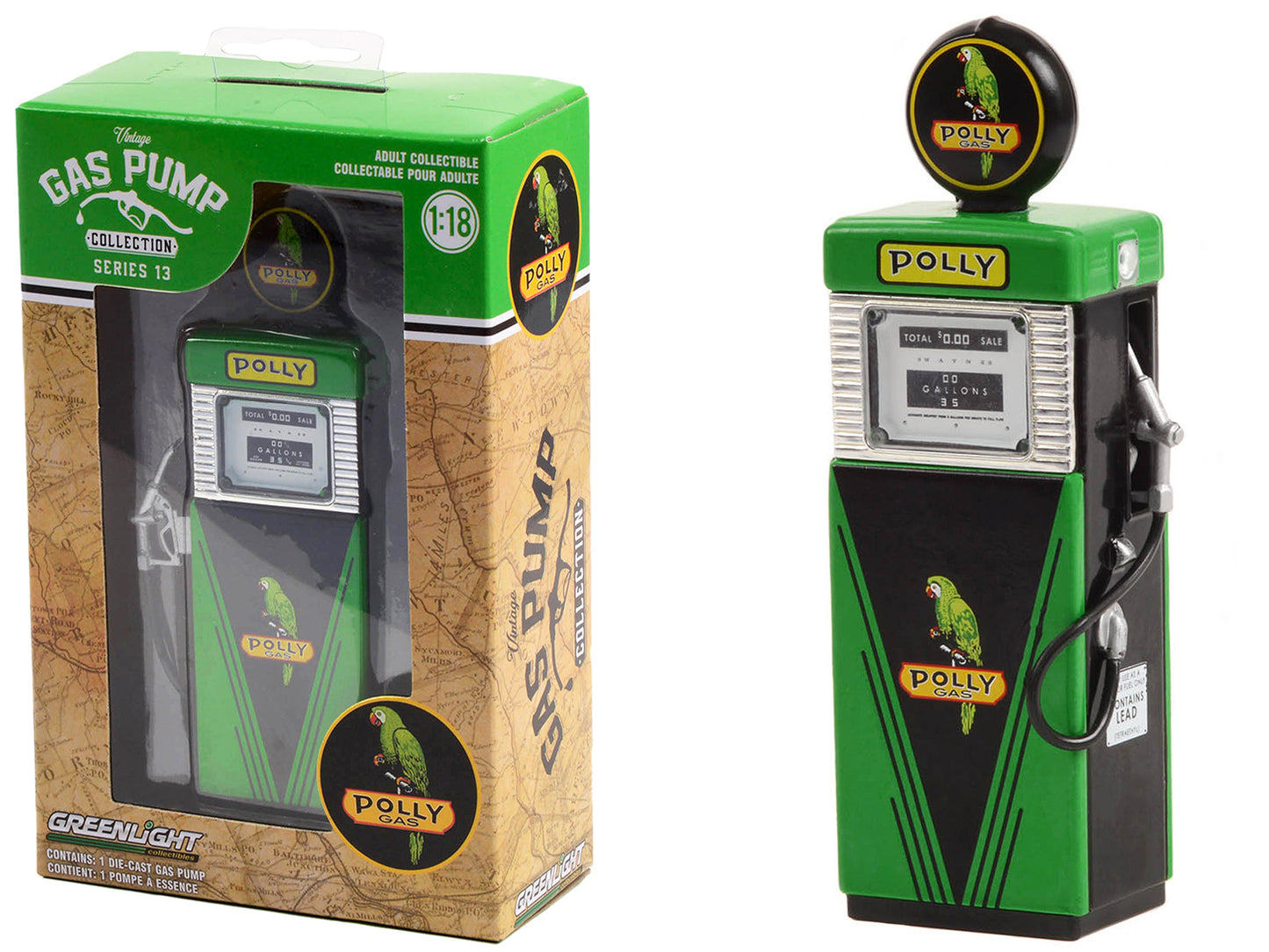 GreenLight 1951 Wayne 505 Gas Pump "Polly Gas" Green and Black "Vintage Pumps" Series 13 1/18 Diecast Model by <h2>1951 Greenlight</h2> <p>High-quality car perfect for collectors enthusiasts. Features