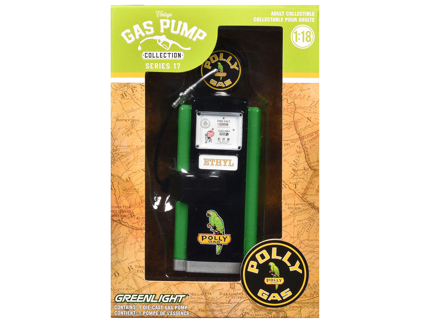 GreenLight 1948 Wayne 100-A Gas Pump "Polly Gas" Black and Green "Vintage Pumps" Series 17 1/18 Diecast Replica by <h2>1948 Greenlight</h2> <p>High-quality model car perfect for collectors enthusiasts