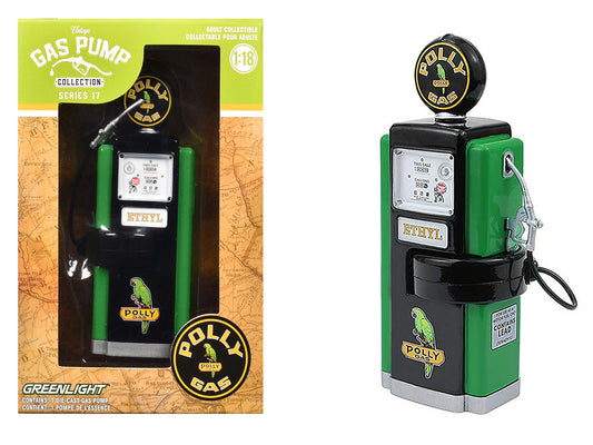 1948 Wayne 100-A Gas Pump "Polly Gas" Black and Green "Vintage Gas Pumps" Series 17 1/18 T&y Diecast Replica by Greenlight