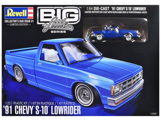 Level 4 Model Kit 1991 Chevrolet S-10 Lowrider Pickup Truck with 1/64 T&y Diecast Version Included "Big + Little Series" 1/25 Scale Model by Revell