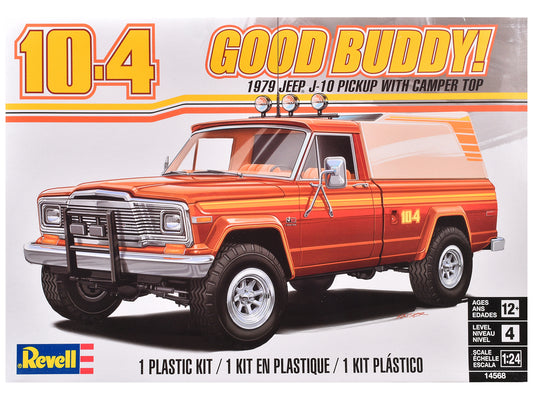 Level 4 Model Kit 1979 Jeep J-10 Pickup Truck with Camper Top 1/24 Scale Model by Revell T&y