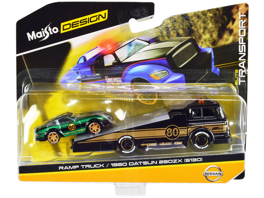 Ramp Truck #80 Dark Gray Metallic Gold Metallic 1/64 Diecast Model - Maisto