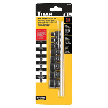 Titan 3/8" Drive SAE Spline Socket Set (8 Piece)