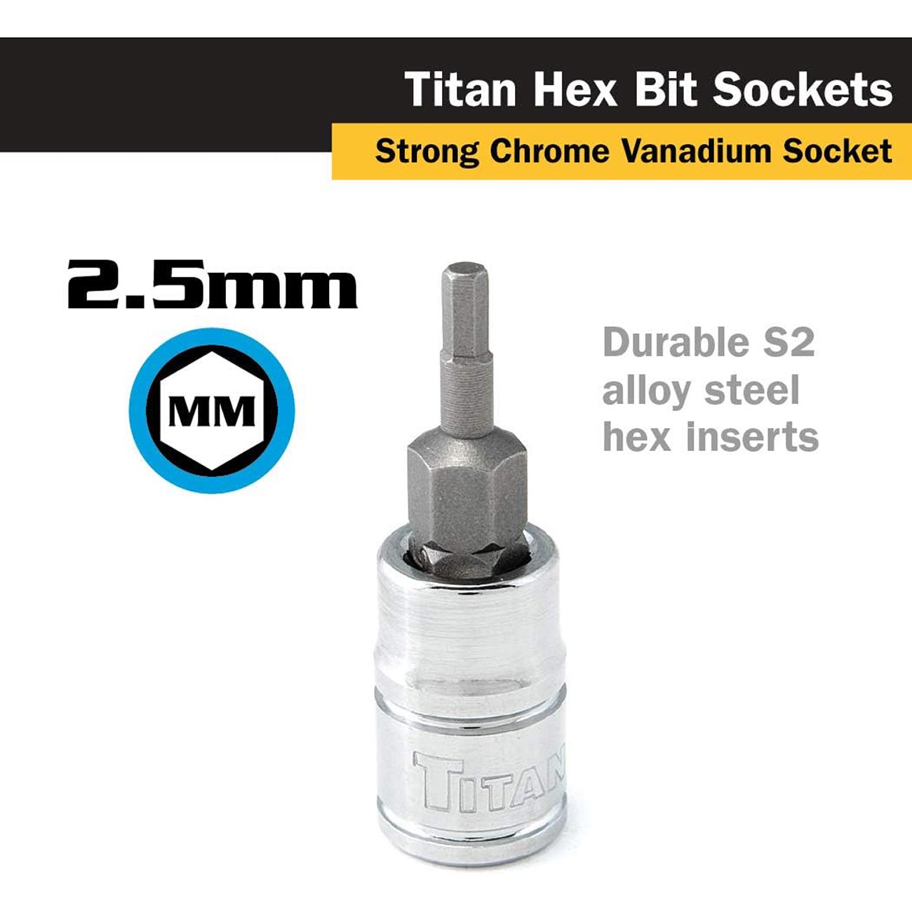 Titan 2.5mm Hex Bit Socket - 1/4" Drive