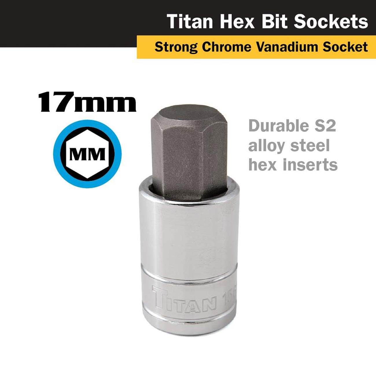 Titan 17mm Hex Bit Socket with 1/2" Drive