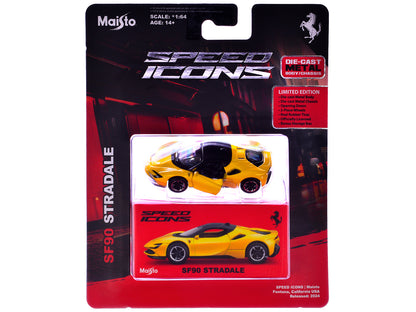 Maisto Ferrari SF90 Stradale Yellow with Black Top "Speed Icons" Series 1/64 Diecast Model Car by <h2>Ferrari Maisto</h2> <p>High-quality perfect for collectors and enthusiasts. Features detailed inte